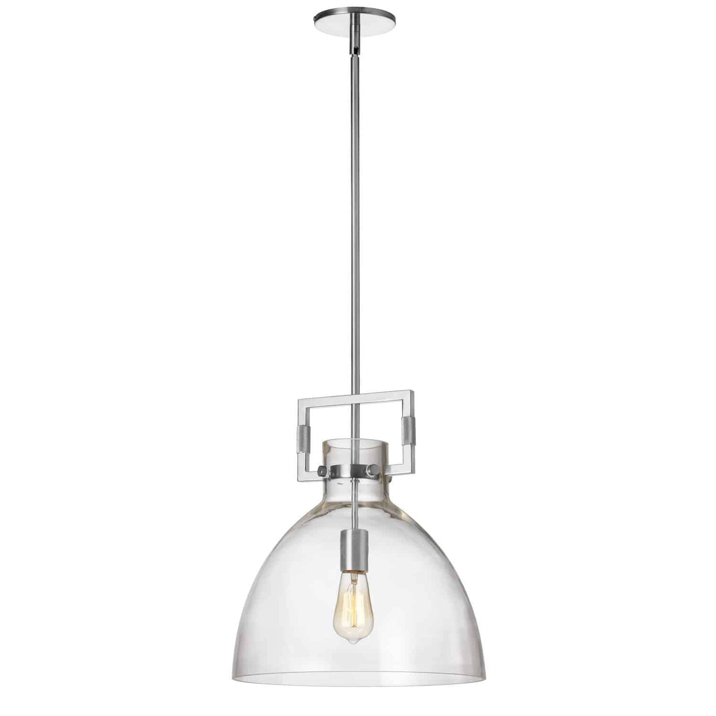 Dainolite LBY-141P-PC Clear Glass Pendant Light, Silver Finish
