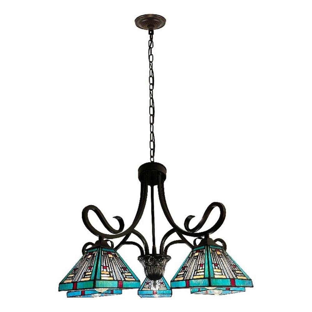 Chloe Lighting Innes Tiffany-Style Chandelier 5 Light 26in Wide Multicolor Glass Model CH3T359BM26-DD5