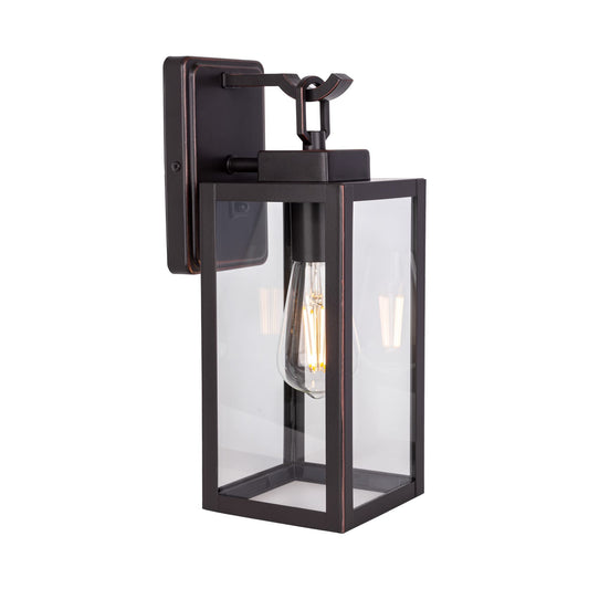 LIT-PaTH Outdoor Wall Lantern, E26 Max 60W, Anti-Rust Metal, Glass Shade, Oil Rubbed Bronze, Model LT-WL025, 1-Pack