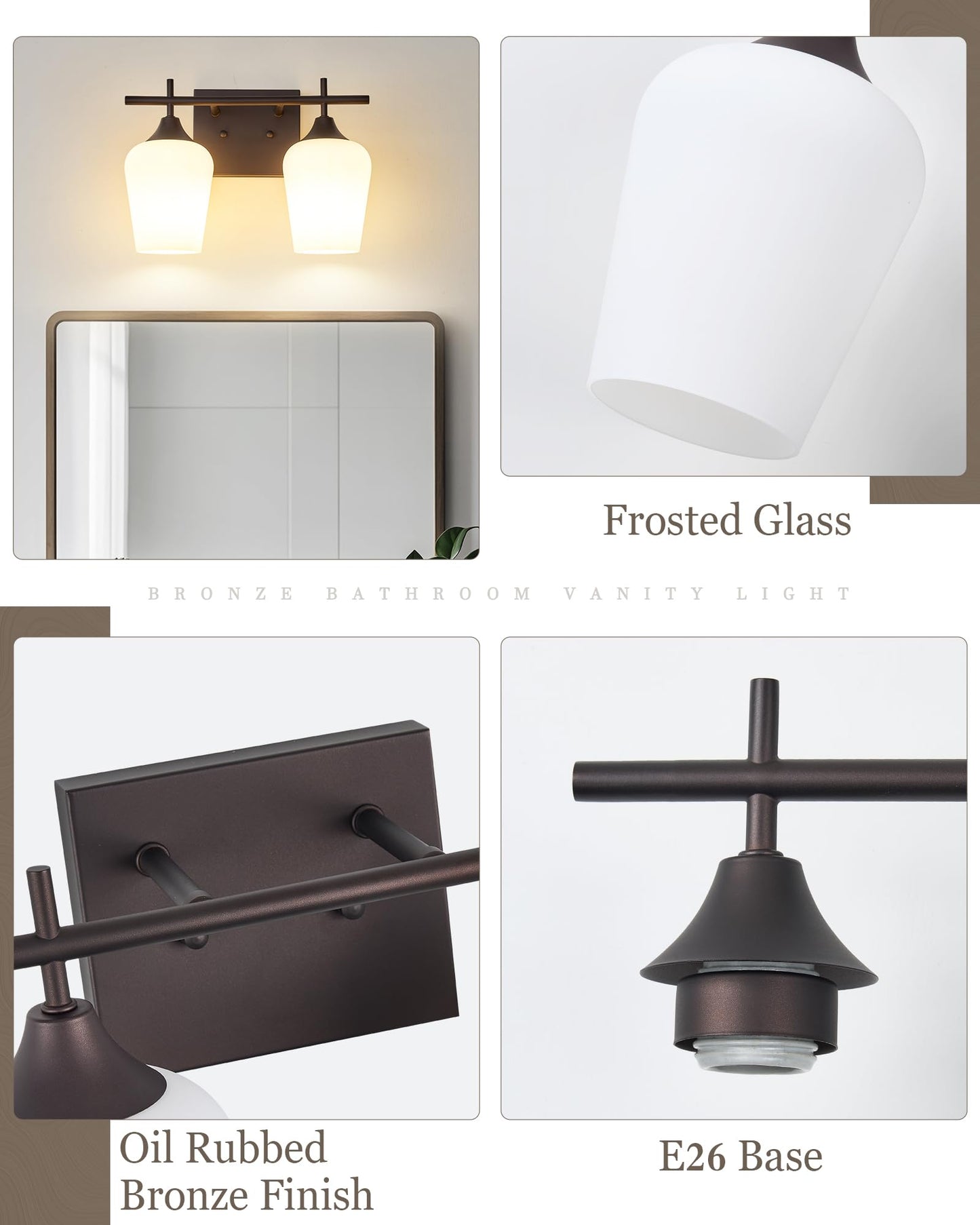 Osimir 2-Light Bathroom Vanity Light Fixture, Oil Rubbed Bronze, Milk Glass, Modern Farmhouse, Model OS-YQ9167-2AW