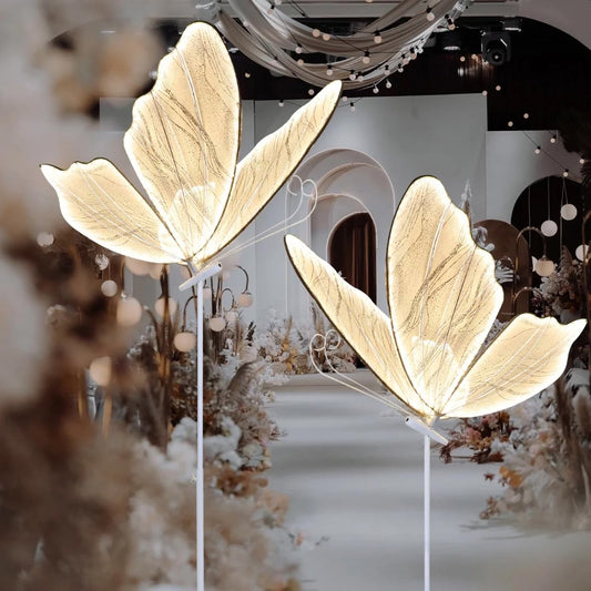 DYRABREST Butterfly LED Aisle Lights, Adjustable Height 57.5-70.1in, White Warm Light, Iron Material, 2-Pack for Weddings