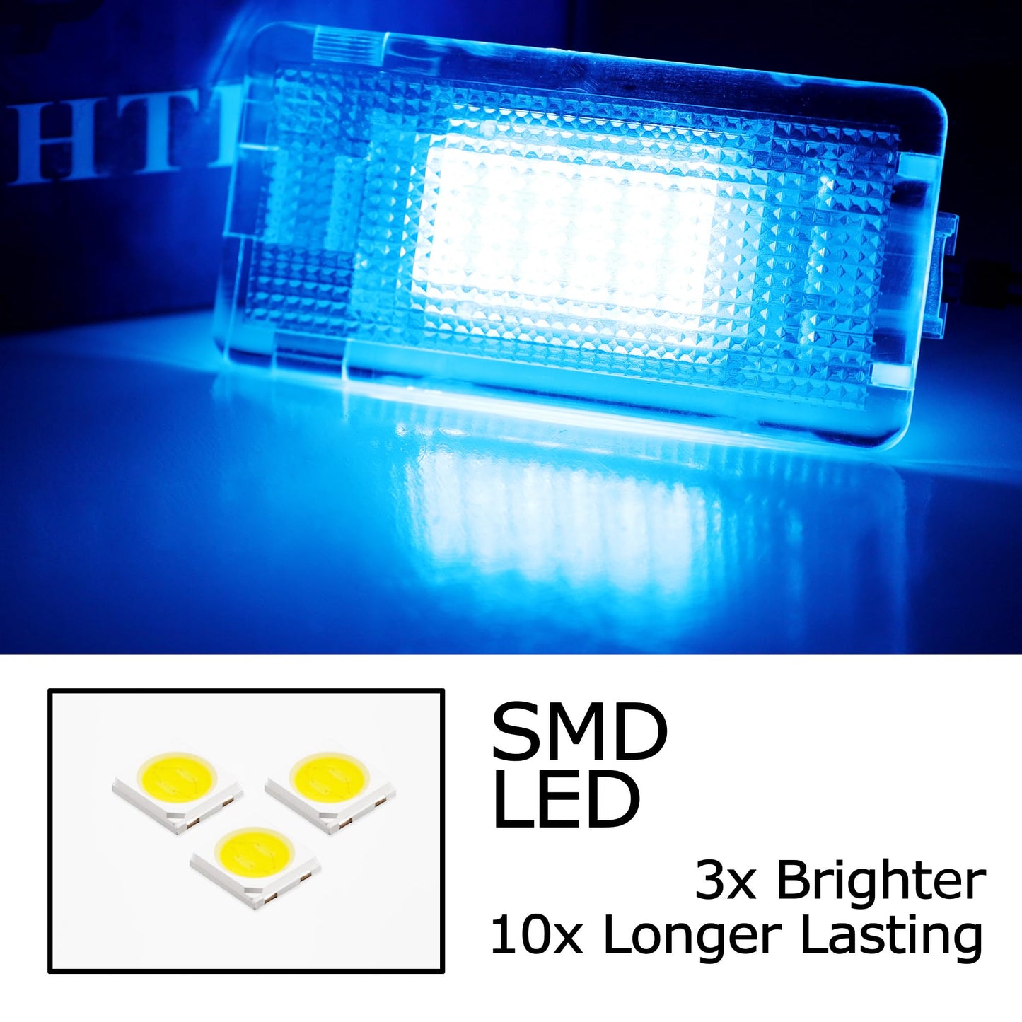 iJDMTOY LED Trunk Cargo Light Assembly for BMW 3 5 6 7 Series X1 X5 MINI, 2W Aqua Ice Blue, CAN-Bus Error Free